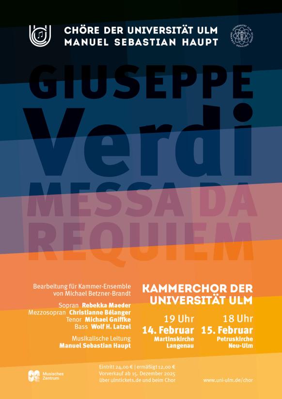 Konzertwerbung mit Streifen von Dunkelblau zu hellorange