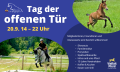 Veranstaltungsplakat mit Infos zum Event und Pferdebildern
