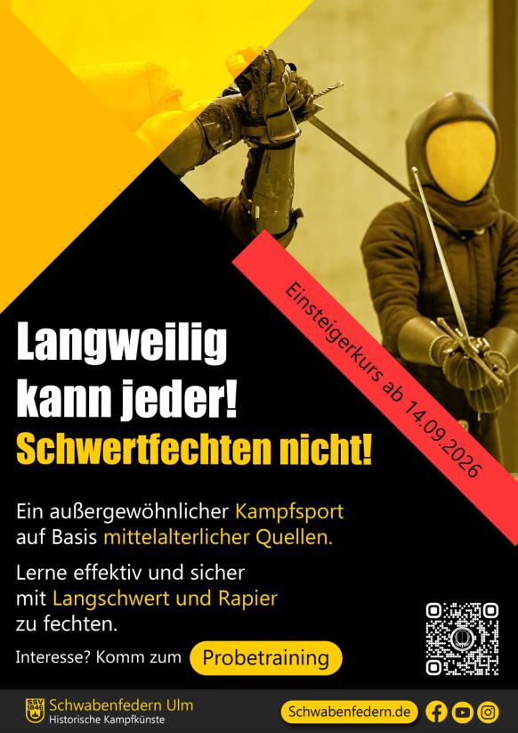 Plakat für den Einsteigerkurs Langschwert beim SSV Ulm