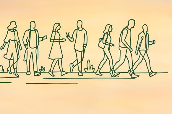 Spazieren und Leute Treffen von peerwalk