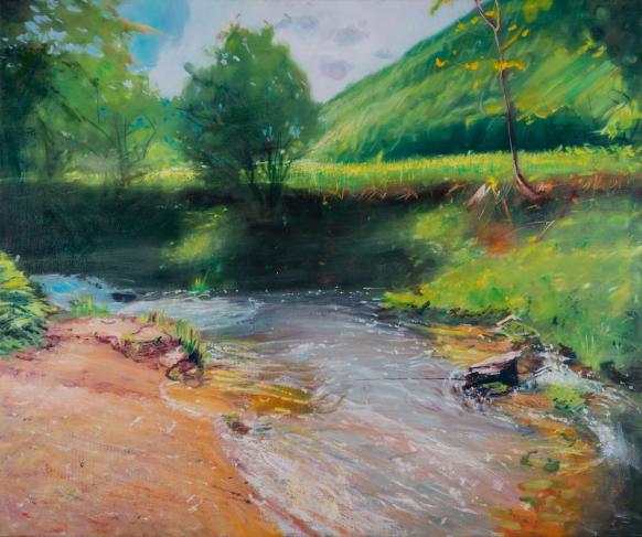 Landschaftsmalerei mit Fluss