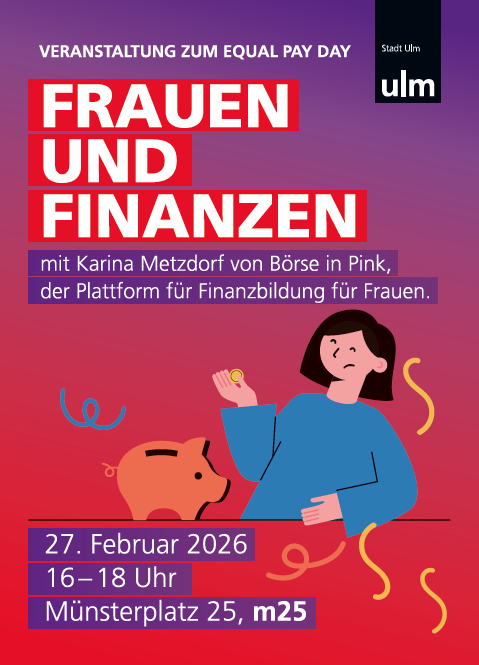 Eine Frau und ein Sparschwein in Cartoonoptik