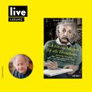 Werbegrafik für eine Live-Lesung auf gelbem Hintergrund mit dem schwarzen 'live LESUNG' Logo in der oberen linken Ecke. Rechts ist das Buchcover '»Ich bin ein Magnet für alle Verrückten«' von Peter von Becker zu sehen, herausgegeben von Heyne. Das Cover zeigt Albert Einstein in einem grünen Pullover, mit Pfeife rauchend und an einem Tisch sitzend. Der Untertitel lautet 'Die Einstein-Protokolle - Sein Leben, seine letzte Liebe, sein Vermächtnis'. Links unten befindet sich ein rundes Farbporträtfoto eines lächelnden älteren Mannes in dunkler Jacke. Das Copyright liegt bei David von Becker.