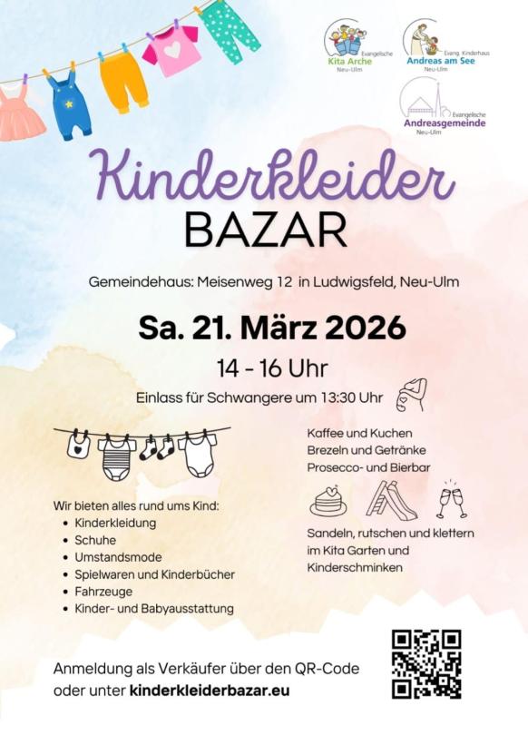 Name und Datum, sowie weitere Infos zum Kinderkleiderbazar
