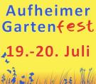 Schriftzug Aufheimer Gartenfest mit Datum vom 19.-20. Juli