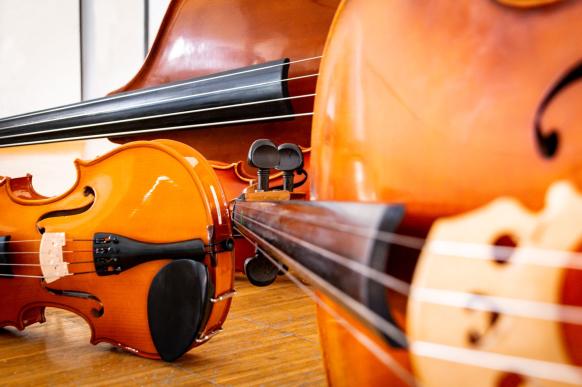 Nahaufnahme von Streichinstrumenten