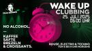 Eventgrafik für die Wake Up Clubbing Party in der Frau Berger