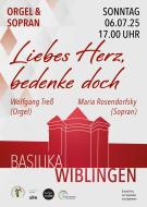 Silouette der Basilika in rot, Logos von Orgelförderverein, Stadt Ulm, Kultur in Ulm und Kirchengemeinde