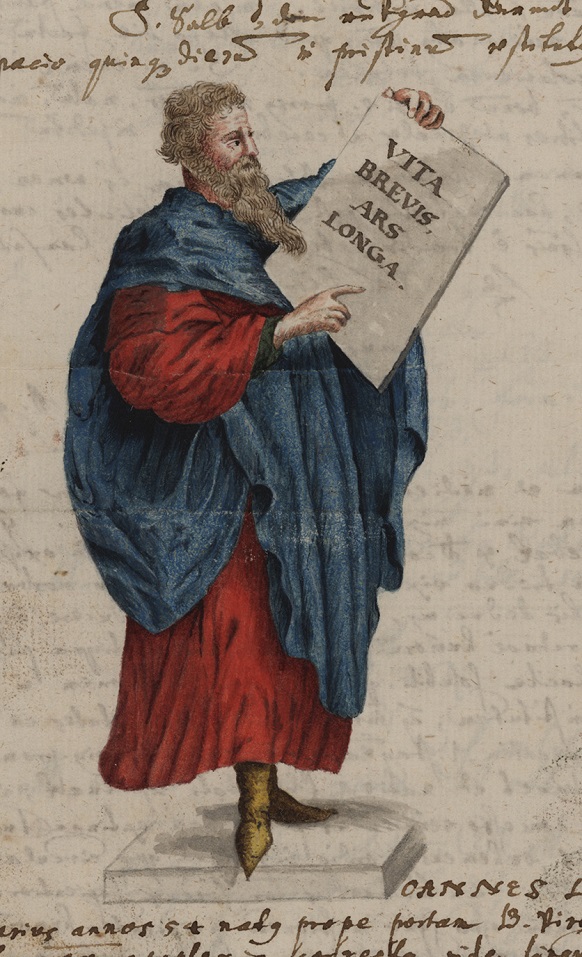 Hippokrates aus der medizinischen Handschrift "Ephemeris" aus der Franc-Bibliothek (Stadtarchiv Ulm, Franc 8a)