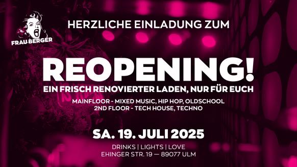 Eventgrafik für die REOPENING Party in der Frau Berger