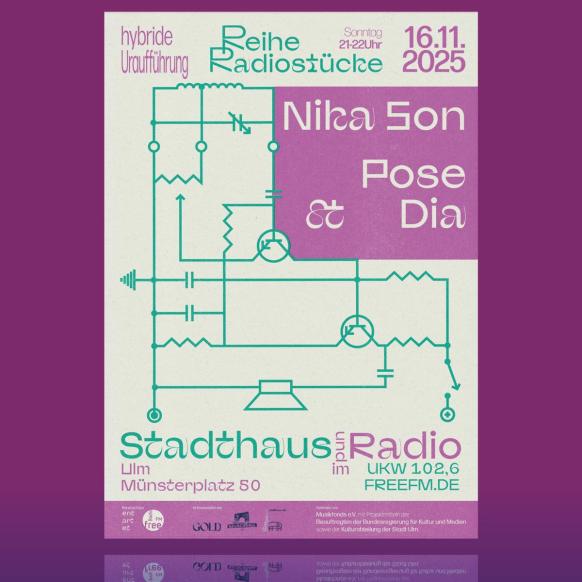 Poster für Nika Son & Pose Dia 16.11.2025 im Stadthaus Ulm - Artwork by Marin Dziallas/ghostwork.de