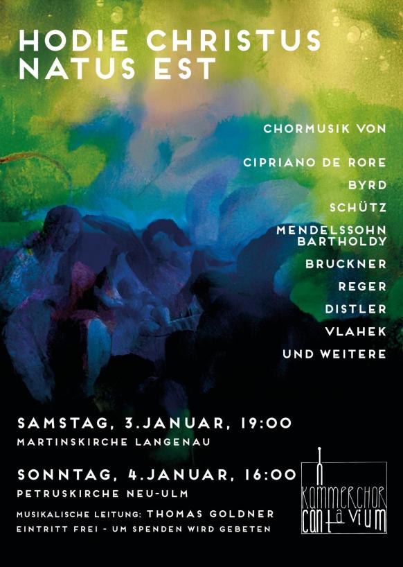 Das Vokalensemble Cantavium singt unter dem Motto "Hodie Christus Natus Est" im Januar 2026