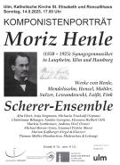 Plakat mit Bildnis Henles, Konzertdaten, Programm und Mitwirkenden; Bildnis gemeinfrei