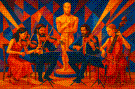 Vier Musiker mit Streichinstrumenten und Oscar Statue