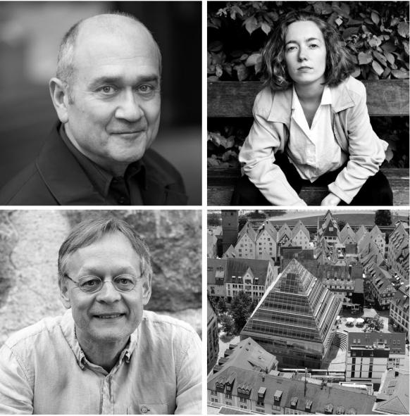 Die drei Dichterinnen und Dichter Farhad Showghi, Liv Thastum und Walle Sayer lesen in der Stadtbibliothek Ulm.