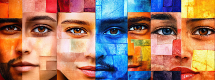 Titelbild der Frühjahrsakademie 2026 mit verschiedenen Gesichtern