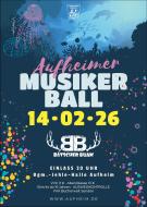 Veranstaltungsplakat im Stil einer dunklen Unterwasserwelt mit leuchtenden Tiefseebewohnern. Darauf ist das Bandlogo der B&auml;tscher Buam abgedruckt.