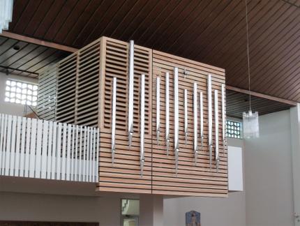 Prospekt der neuen SCHARFE-Orgel in der Ulmer Suso-Kirche