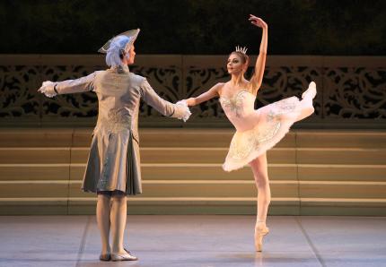 Ballerina als Prinzessin in rosa mit Tänzer
