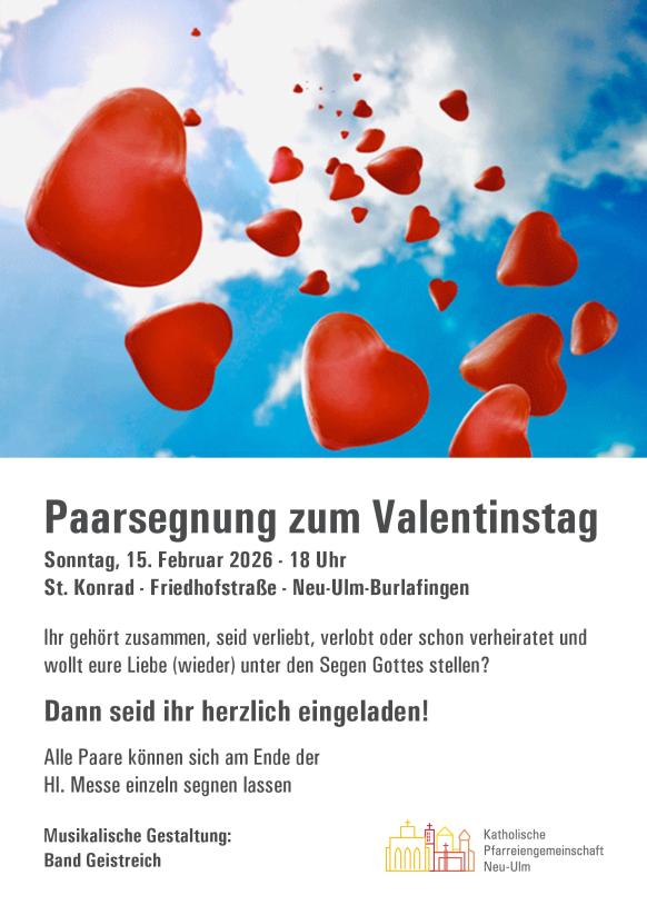 Einladung zur Hl. Messe mit Paarsegnung am Valentinstag
