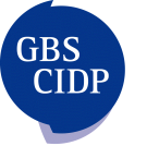 blauer Punkt mit Schrift GBS CIDP
