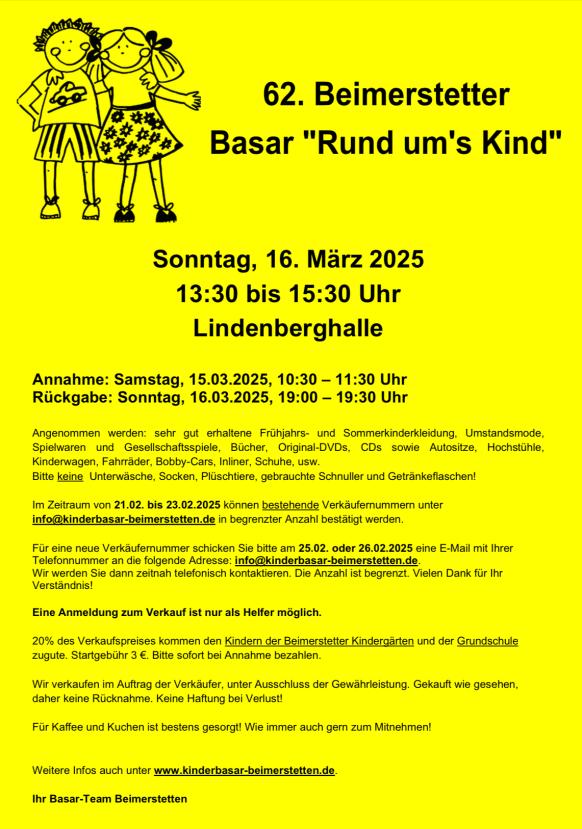 Alle Infos zum Basar in Beimerstetten