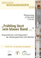 Logos der Stadt Ulm, Orgelförderverein und Seelsorgeeinheit Ulm-Basilika. Bildausschnitt der Orgel