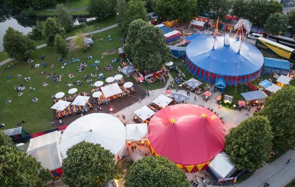 Ulmer Zelt in der Friedrichsau von oben