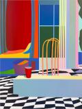CHangxiao Wang, ohne Titel (Duschraum) 2025, Acryl auf Leinwand 140 x 105 cm