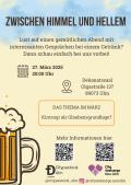 Himmel und ein Bierglas auf leicht rosanem Hintergrund dazu die Informationen zur Veranstaltung, sowie die QR-Codes zu den jeweiligen Homepages der Veranstalter