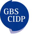 blauer Punkt mit Schrift GBS CIDP